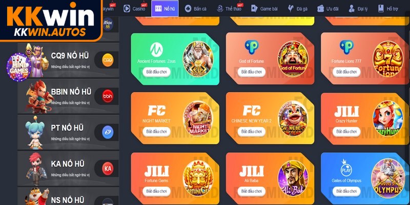 KKWIN khẳng định vị thế khi cung cấp hơn 1000 trò nổ hũ